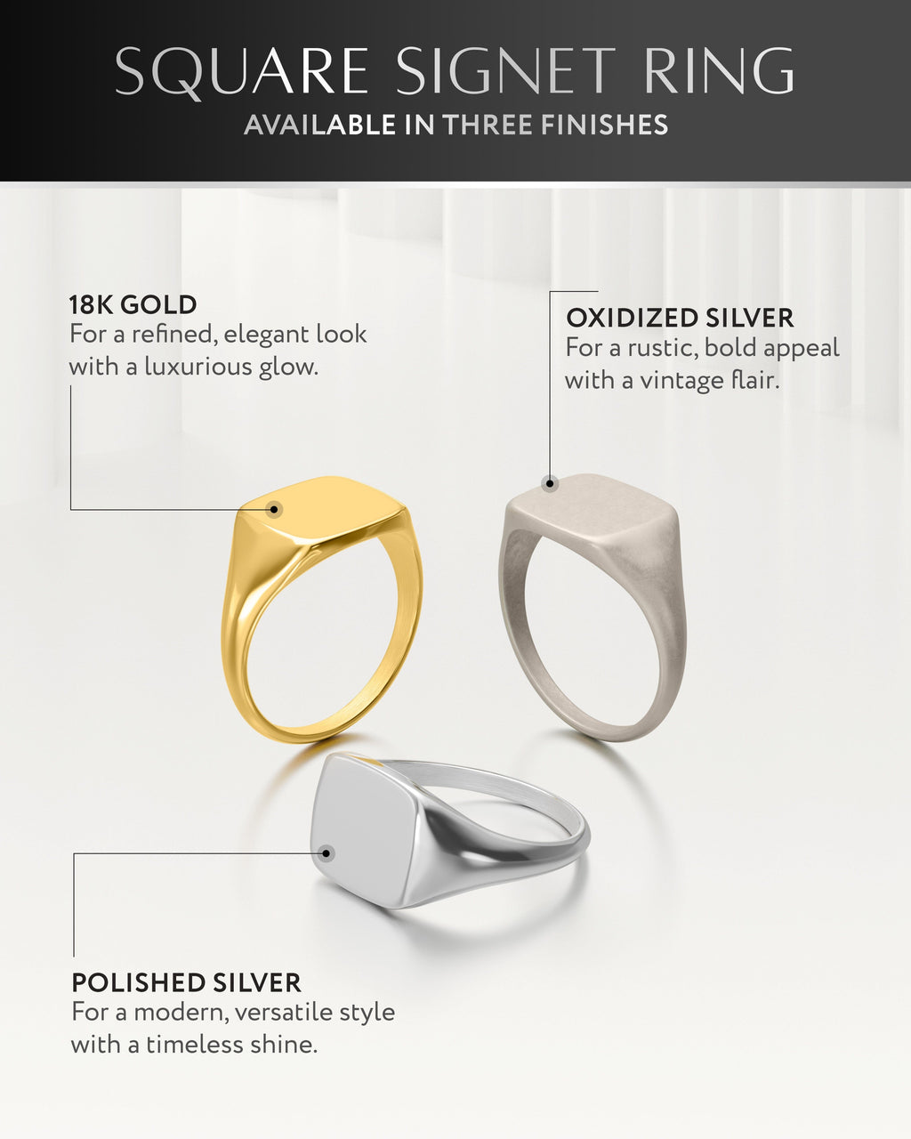 Silver Square Signet Ring