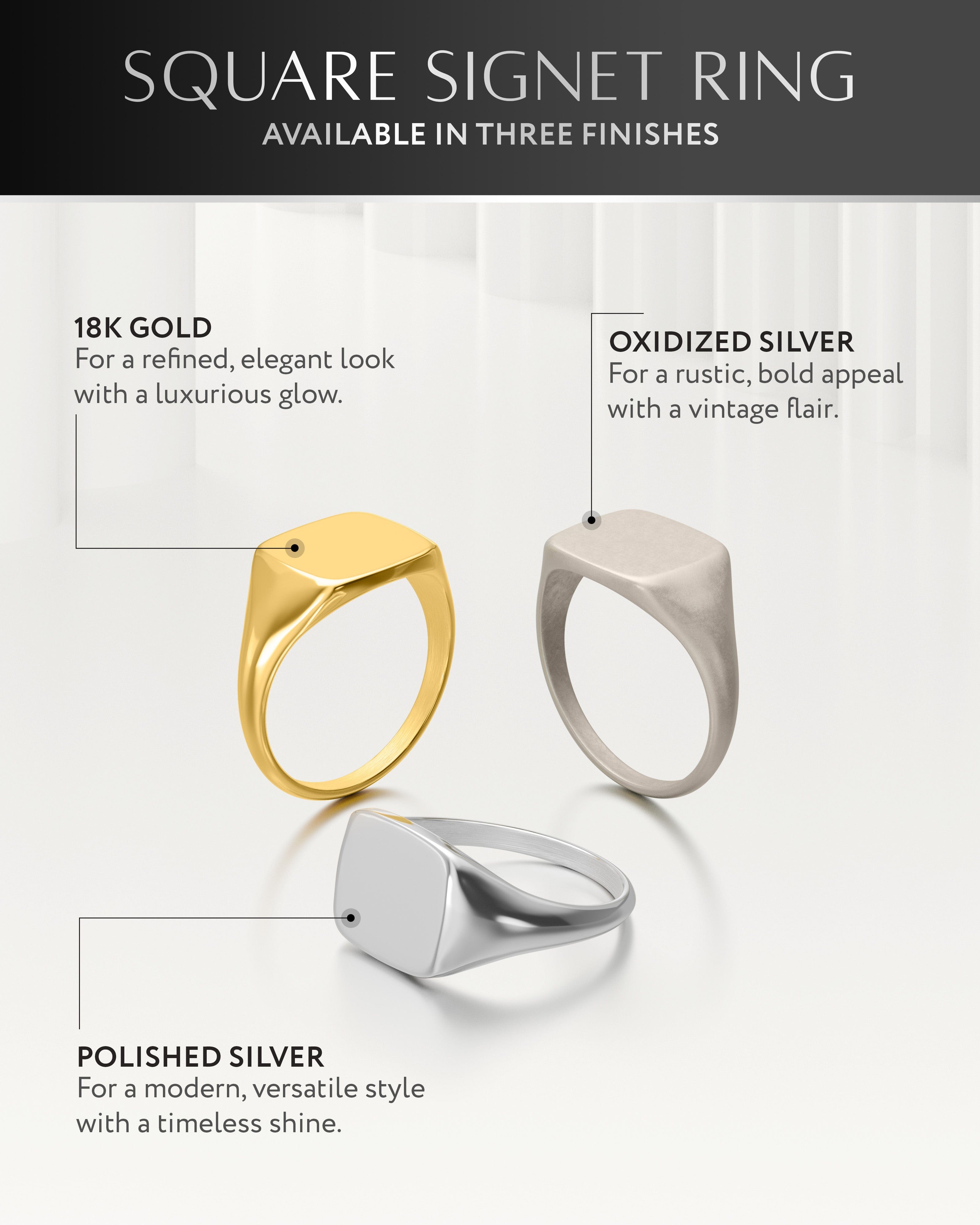 Silver Square Signet Ring