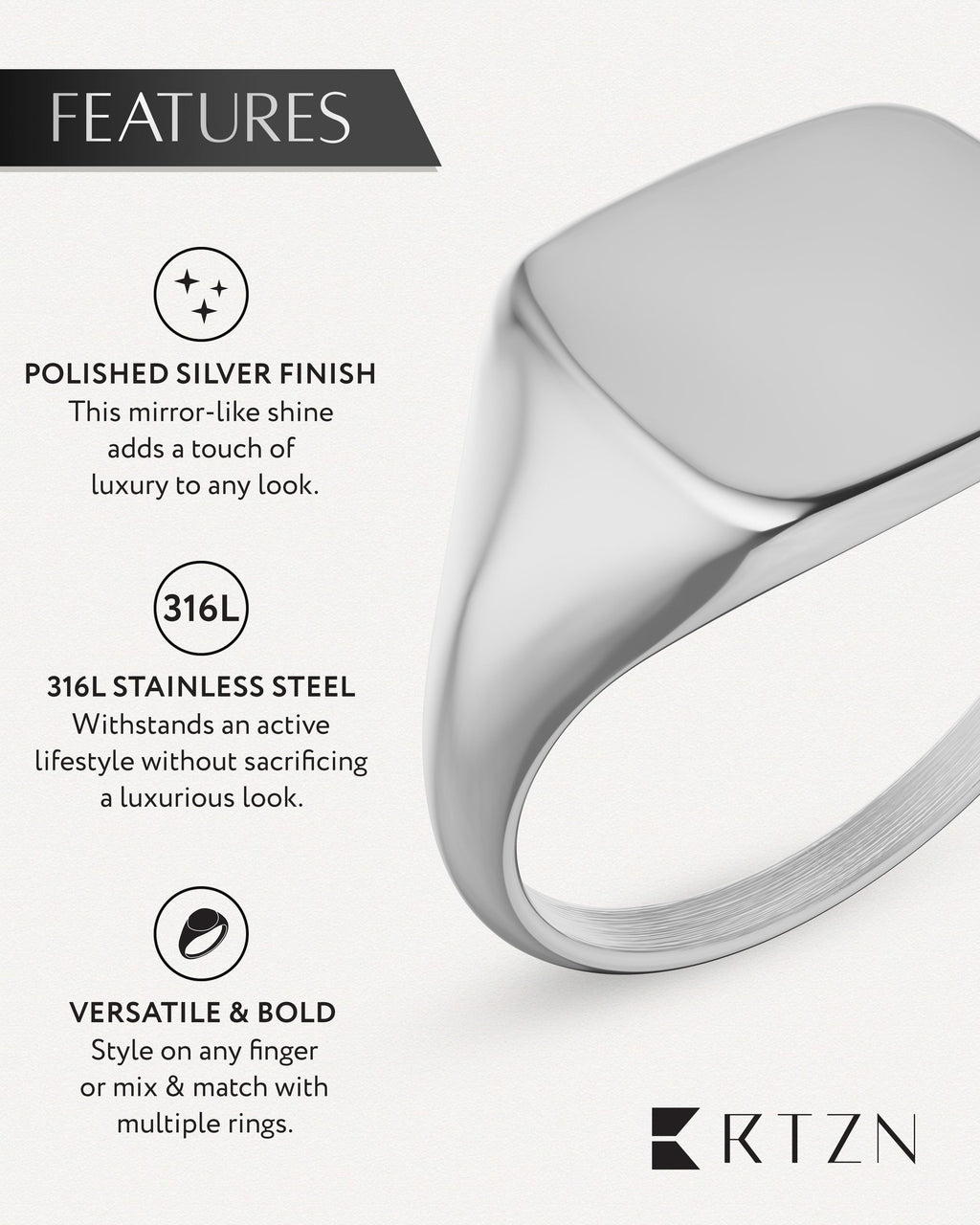 Silver Square Signet Ring